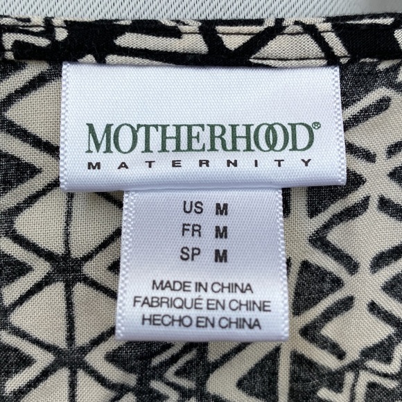 Motherhood Maternity Black Cream Tribal Print Sleeveless Tunic Top Medium Boho - Picture 5 of 11